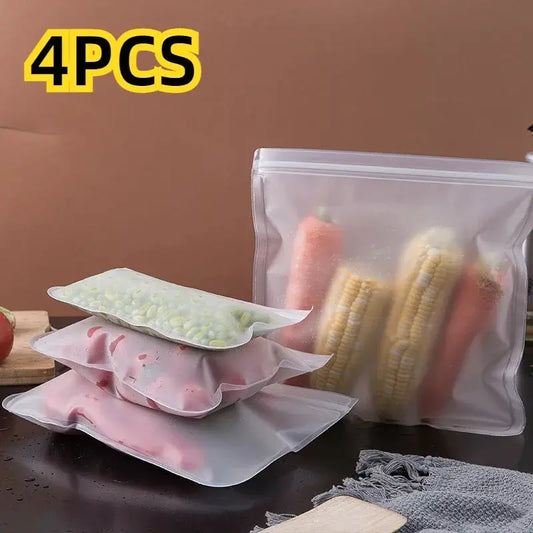Reusable Food Storage Bags | Leakproof | Food Grade EVA | Stand Up Zip