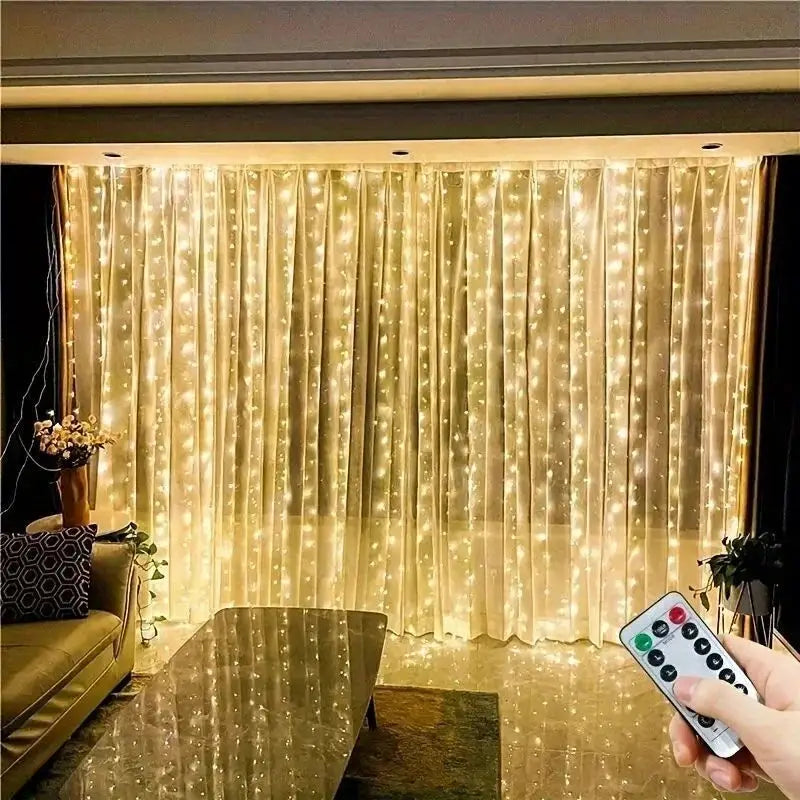 USB Plug Curtain LED String Lights 8 Modes Remote Control Holiday Wedding Fairy Garland Lights For Bedroom Living Room Decor from PriceLows™