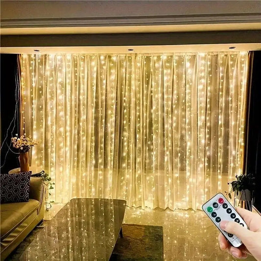 USB Plug Curtain LED String Lights 8 Modes Remote Control Holiday Wedding Fairy Garland Lights For Bedroom Living Room Decor from PriceLows™