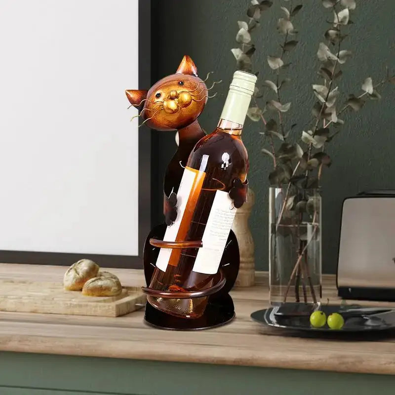 Wine Bottle Holder Collectible Tabletop Decor Wine Rack Cute Cat Figurine Wine Bottle Keeper for Display and Storage Accessorie from PriceLows™