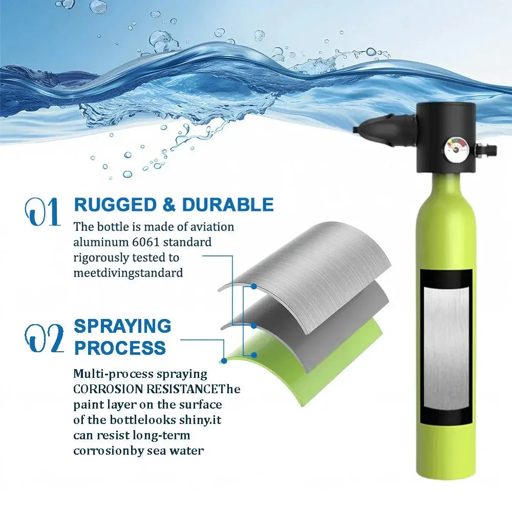 SCORKLER 0.5L Mini Scuba Diving Tank with Snorkeling Full Face Mask And Hand Pump Diving Cylinder Dive Equipment for Adults from PriceLows™