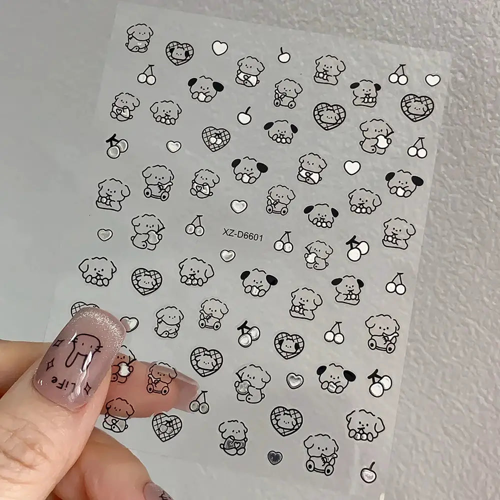1PC 5D Cartoon Black Cat French Nail Stickers Kawaii Aurora Shell Cat Star Nail Decals 8*10cm Self-Adhesive Manicure Accessories from PriceLows™
