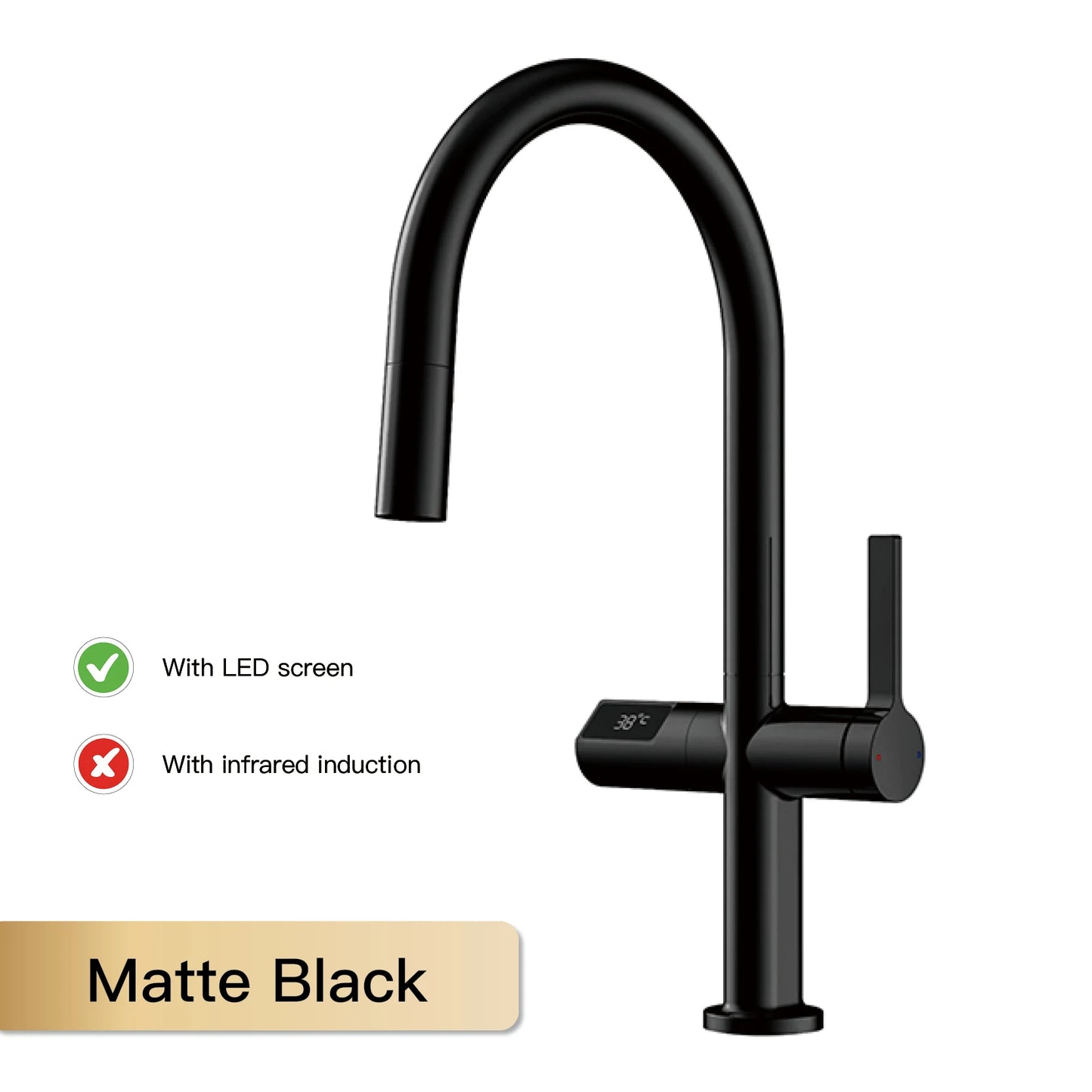Kitchen Faucet | Digital Display | Gun Gray Brass | Two Function