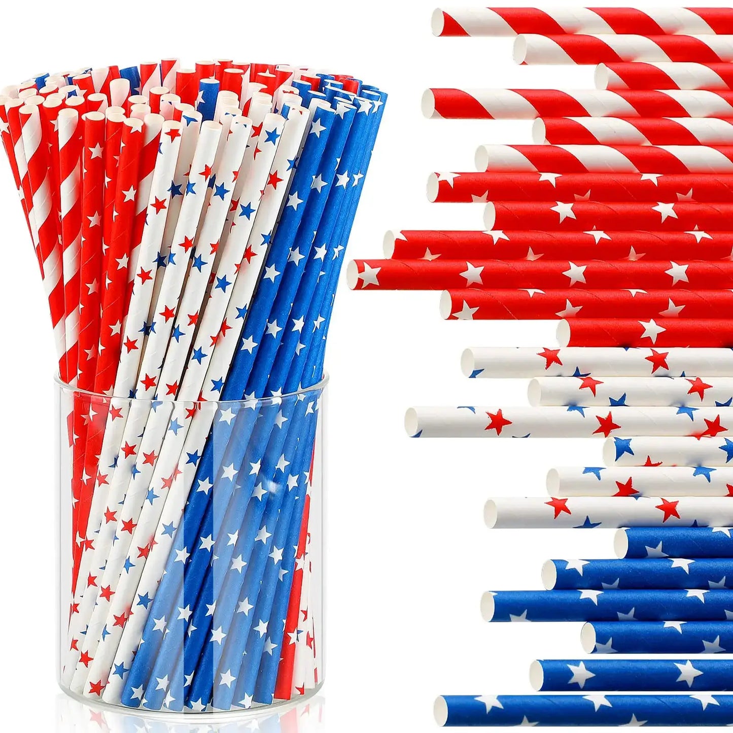 American Flag Paper Straws | Red White And Blue | 4th Of July Theme