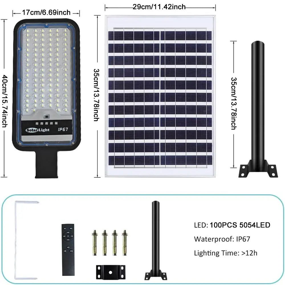 Aluminum 12000mah High Power Solar Light Outdoor Solar Street Light Waterproof Street Light For Garage Garden Terrace wall lamp from PriceLows™