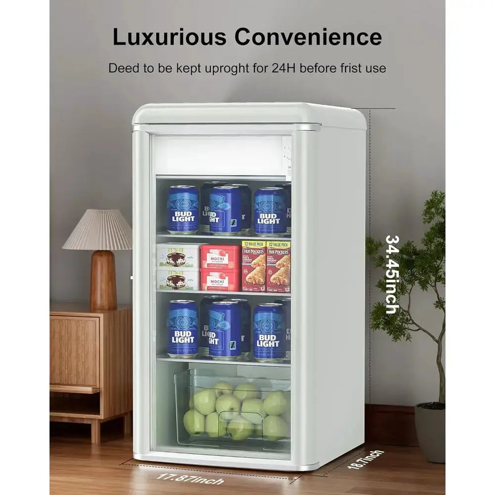 120-Can Capacity Beverage Refrigerator with Glass Door for Soda, Wine, and Ice - Adjustable Shelves from PriceLows™