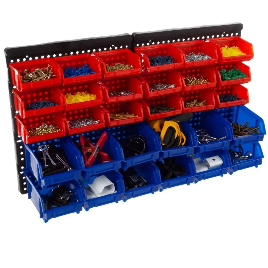 Wall-Mounted Garage Storage Bins with 30 Compartments for Tools, Crafts Small Parts Organization Durable Plastic, Space-Saving from PriceLows™