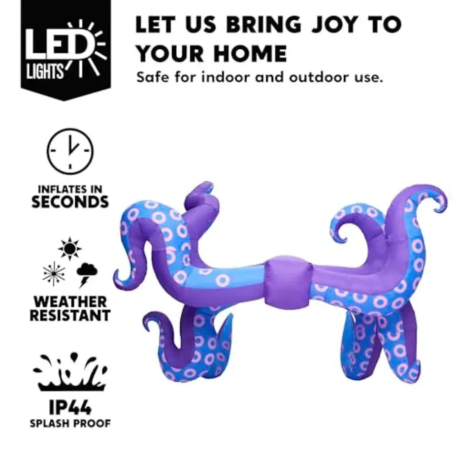 Halloween Inflatable Trunk Decor | Black Octopus Tentacles | LED Lights