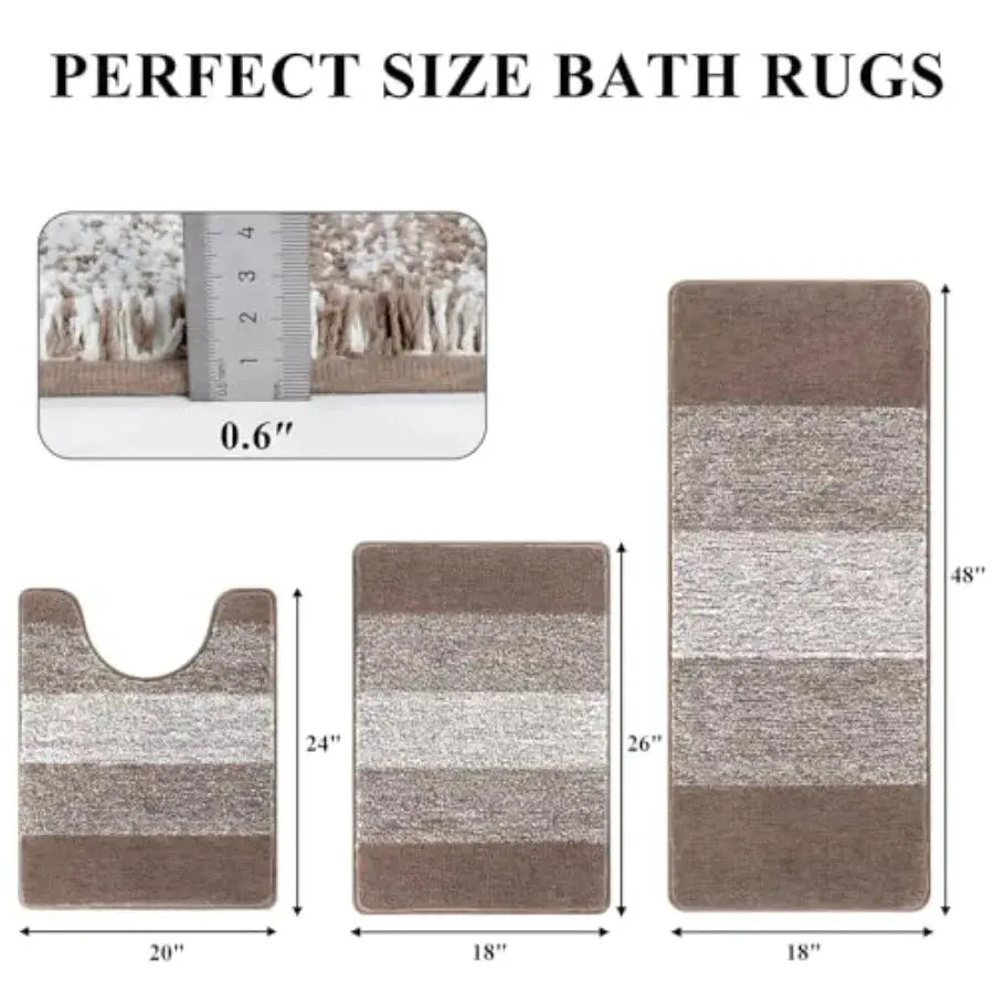 Bathroom Rugs Set 3 Pcs Non Slip Washable, Microfiber Absorbent Bath Mat Floor Carpet Extra Soft, Quick Dry Shower Rug U-Shaped from PriceLows™