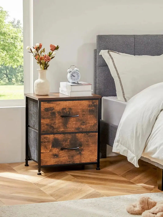 JHK Nightstand Bedside Coffee Sofa Tea Table Storage Closet Chest Clothes Display For Bedroom 2 Fabric Drawers Cabinet Furniture from PriceLows™