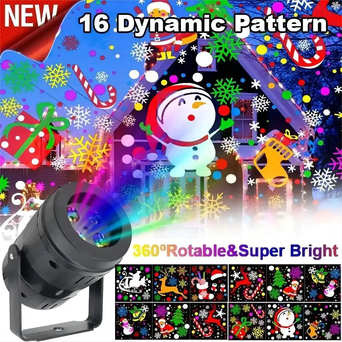 Christmas Projector Lights | 16 Patterns | Outdoor Indoor | Multi Color