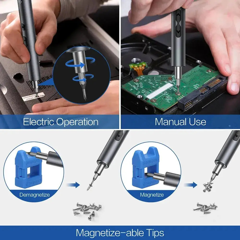 Electric Screwdriver Precision Sets 62 in 1 Power Tool Kit Rechargeable Wireless Mini Small Magnetic Bits for Xiaomi Cell Mobile from PriceLows™
