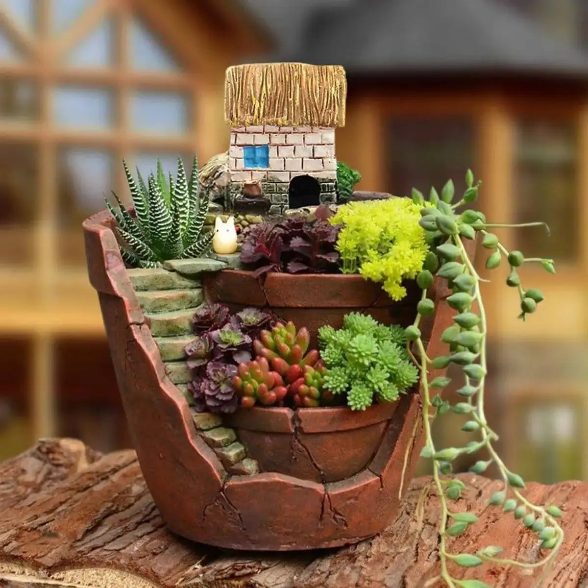 Nordic Creative Round Succulent Flower Pot Lazy Succulent Pot Succulent Plant Mini Cartoon Resin Flower Pot from PriceLows™