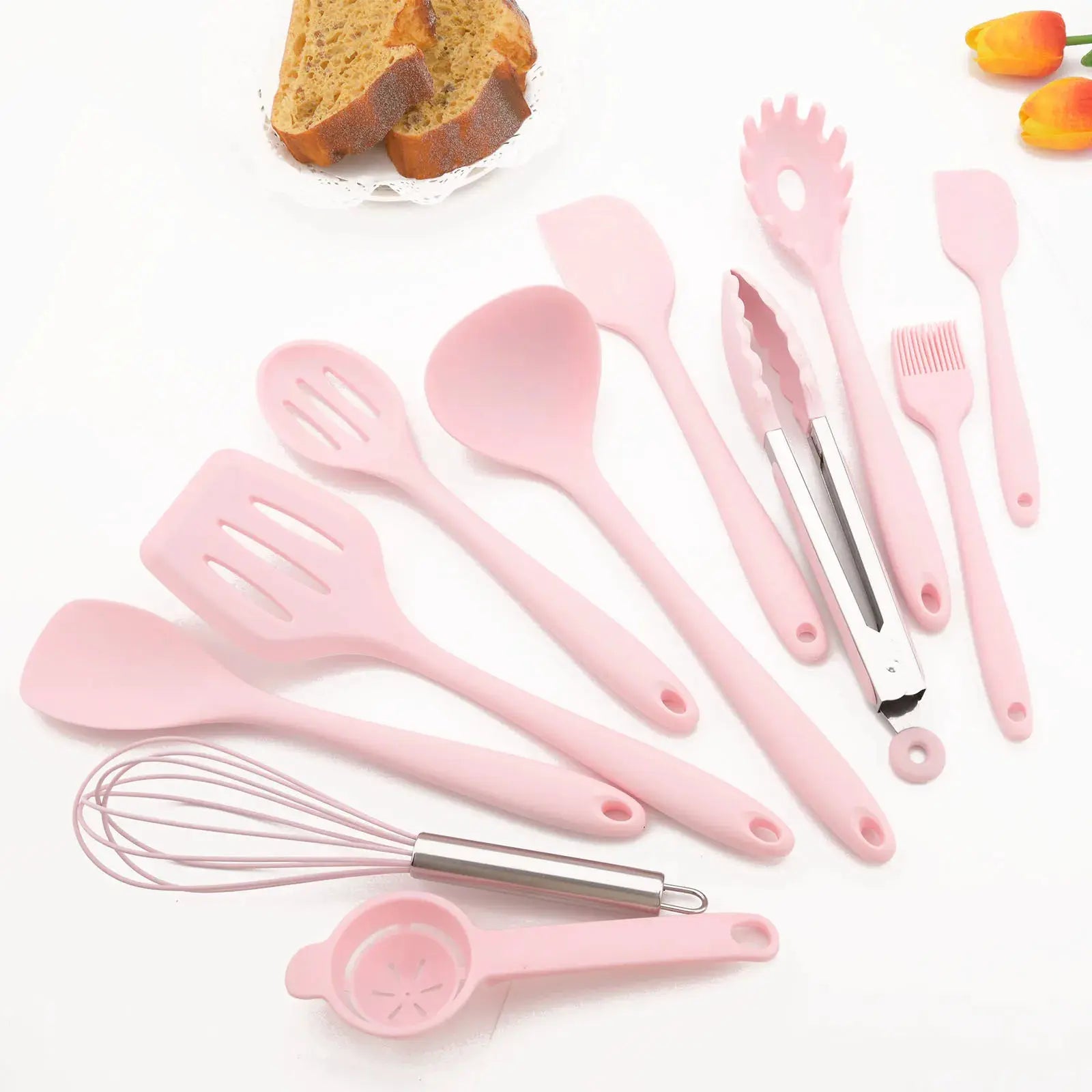 12Pcs Pink Silicone Cooking Utensils Set Non-Stick Pan Baking Tools Kitchenware Spatula Spoon Food Tongs Kitchen Kit with Box from PriceLows™