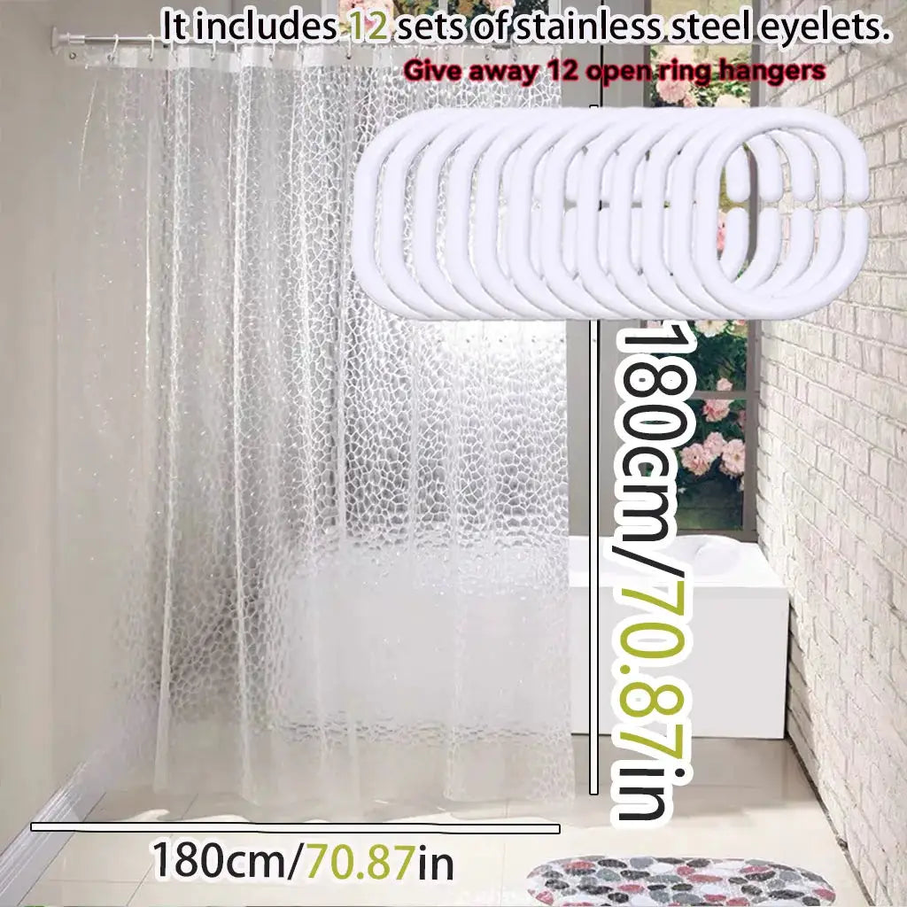 【 Water light glass 】 Translucent Water Cube shower curtain 3D three-dimensional ice crystal texture waterproof PEVA material from PriceLows™