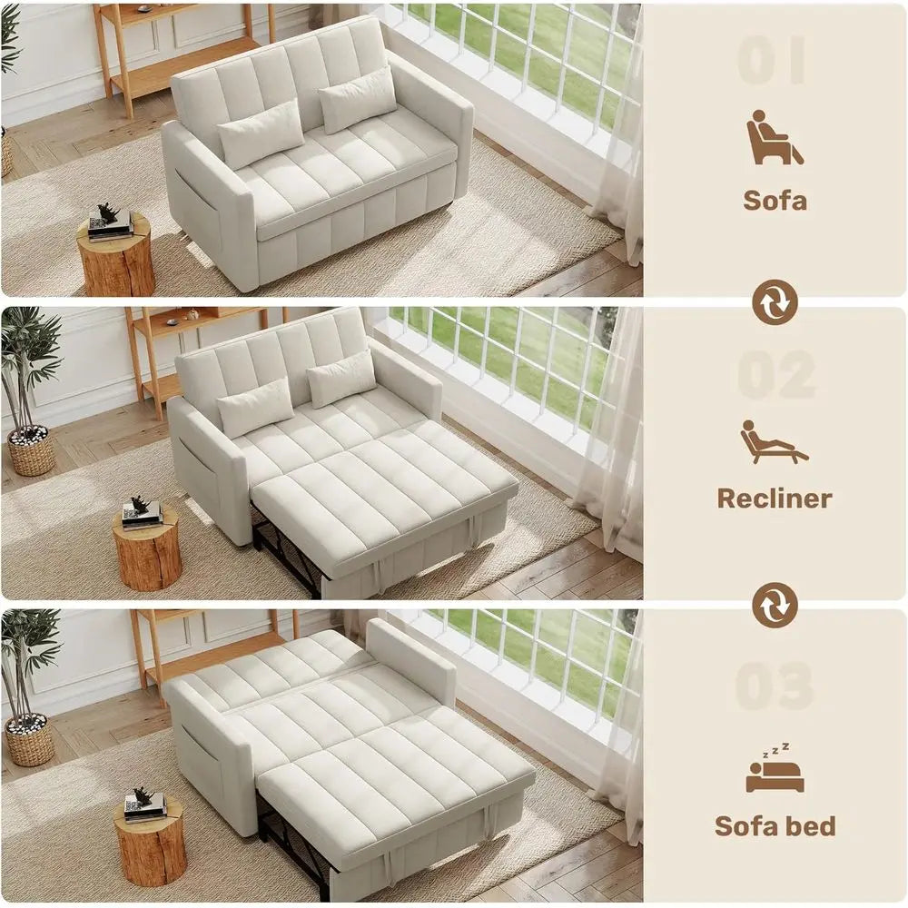 Sleeper Sofa Bed | 3-in-1 Convertible | Pull-Out Couch | Loveseat