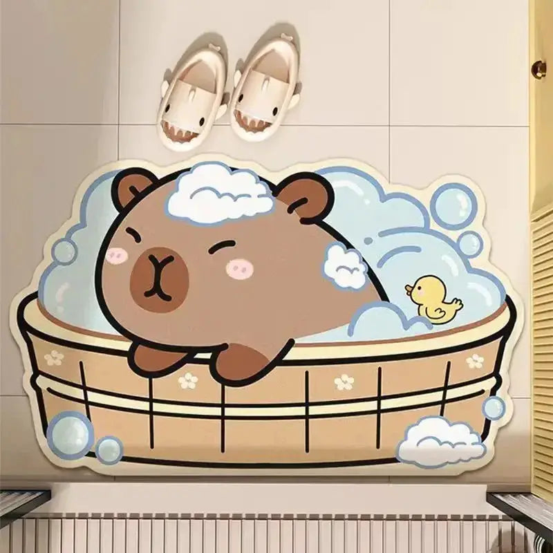 VIKAMA Cute Capybara Bath Mat Absorbs Water Dries Quickly Non-Slip Wear-Resistant Decorative Bathroom Entryway Rug from PriceLows™