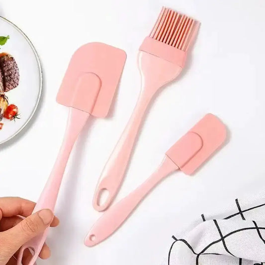 1 Set/2 Sets Silicone Spatula Kitchen Baking Tool Pink Non-Stick Cake Cream Scraper from PriceLows™