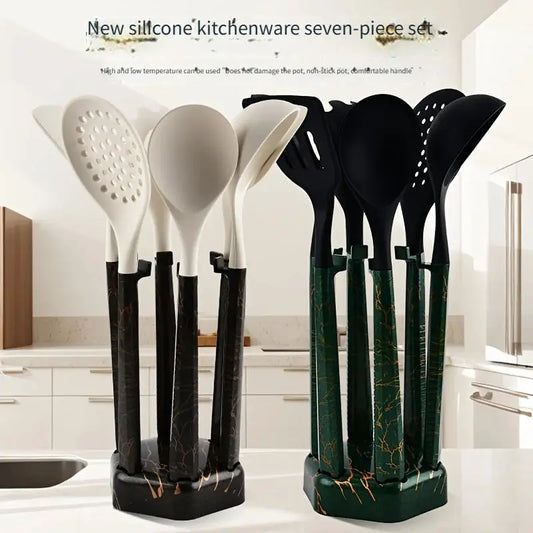 7Pcs Silicone Cooking Utensils Set For Non-stick Cookware Black Kitchen Cuisine Outils Cookware Heat Resistant Accessoires from PriceLows™