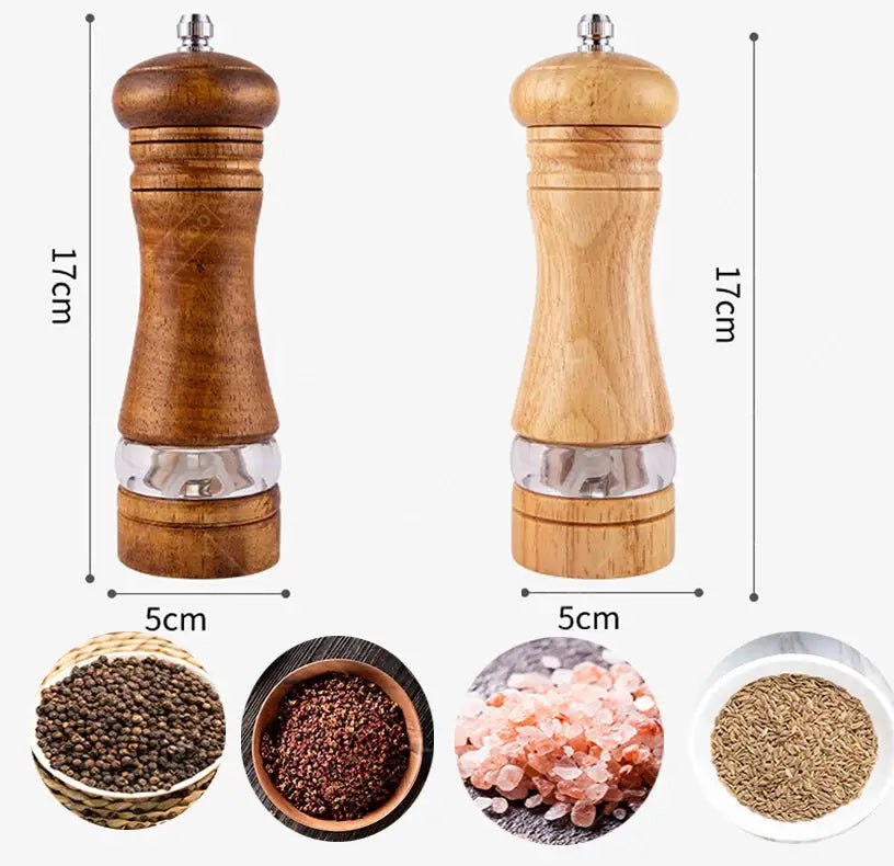 Pepper Grinder | 6-Inch Body | Adjustable Ceramic Mills | Salt Pepper Set
