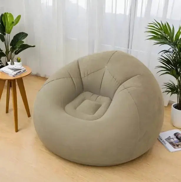 Single Flocked Inflatable Lazy Sofa, Foldable Bean Bag Ball Shaped Inflatable Chair for Indoor Outdoor Leisure Use from PriceLows™