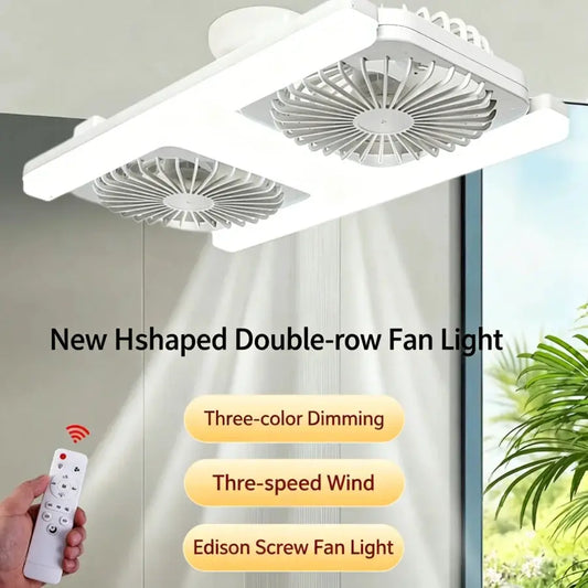 LED Ceiling Fan Light | 60W Power | E27 Socket | Double Fans