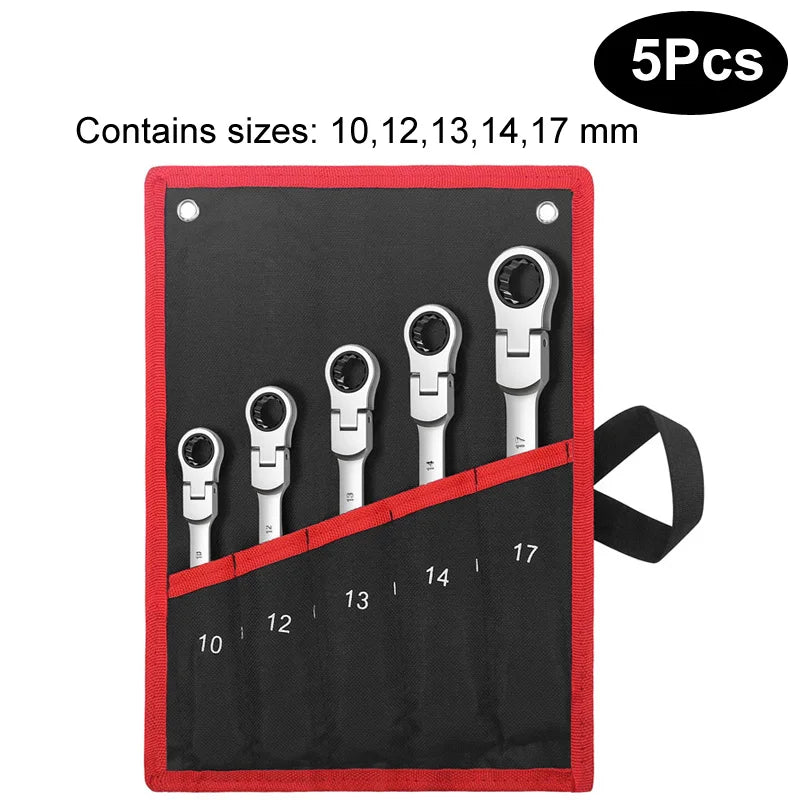 Flex Head Ratcheting Wrench Set,Combination Ended Spanner kits, Chrome Vanadium Steel Hand Tools Socket Key Ratchet Wrench set from PriceLows™