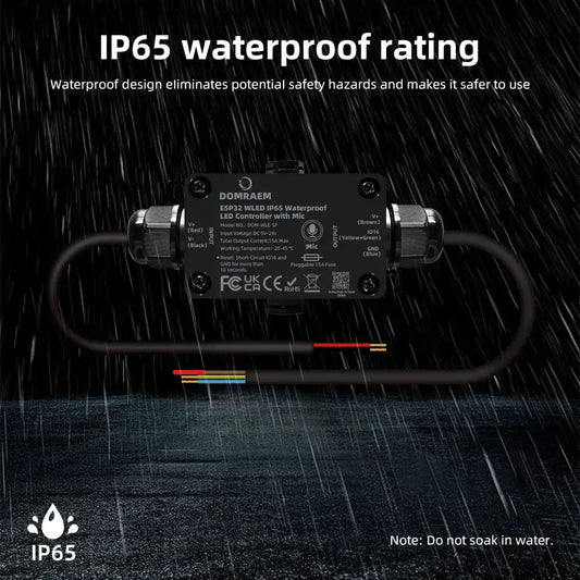 DOMRAEM ESP32 Outdoor IP65 Waterproof WLED Music Sync Controller With 15A Fuse Digital LED Strip Fit WS281X SK6812 Work with HA from PriceLows™