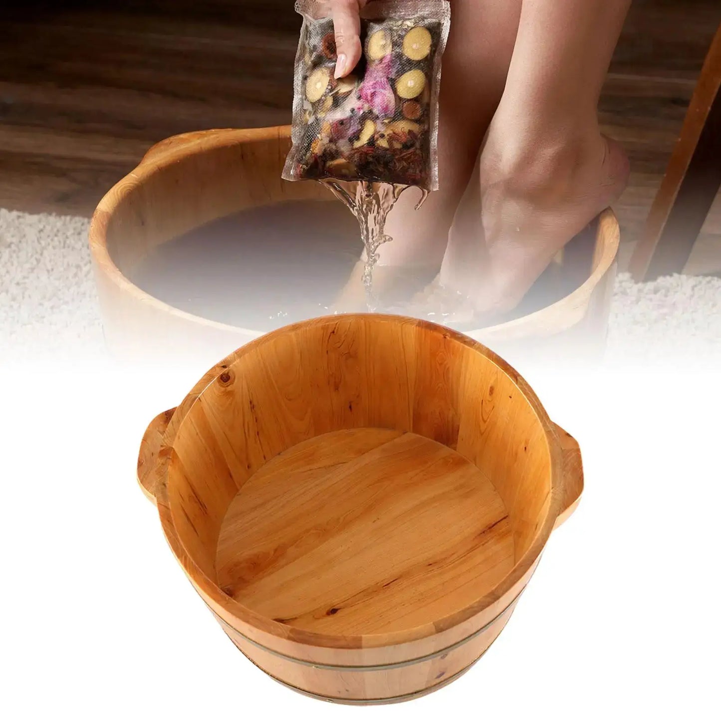 Wooden Foot Bath Tub | Portable Foot Soaking Bucket | Home Spa Footbath