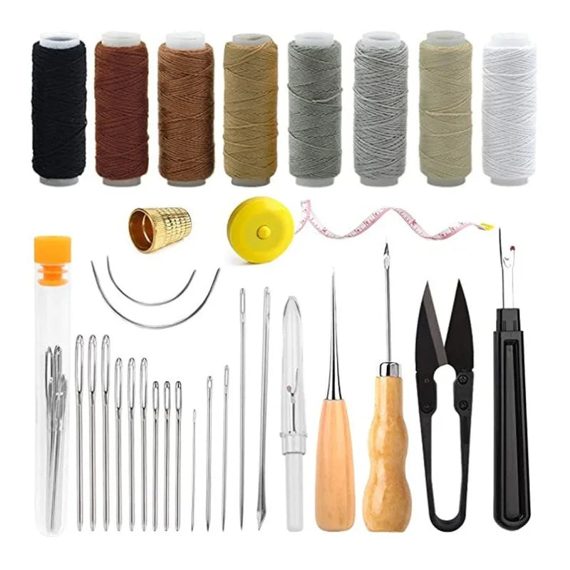 Upholstery Repair Sewing Kit Heavy Duty Sewing Kit Leather Working Tools with Awl Tools,Hand Stitching Needles,Thread from PriceLows™