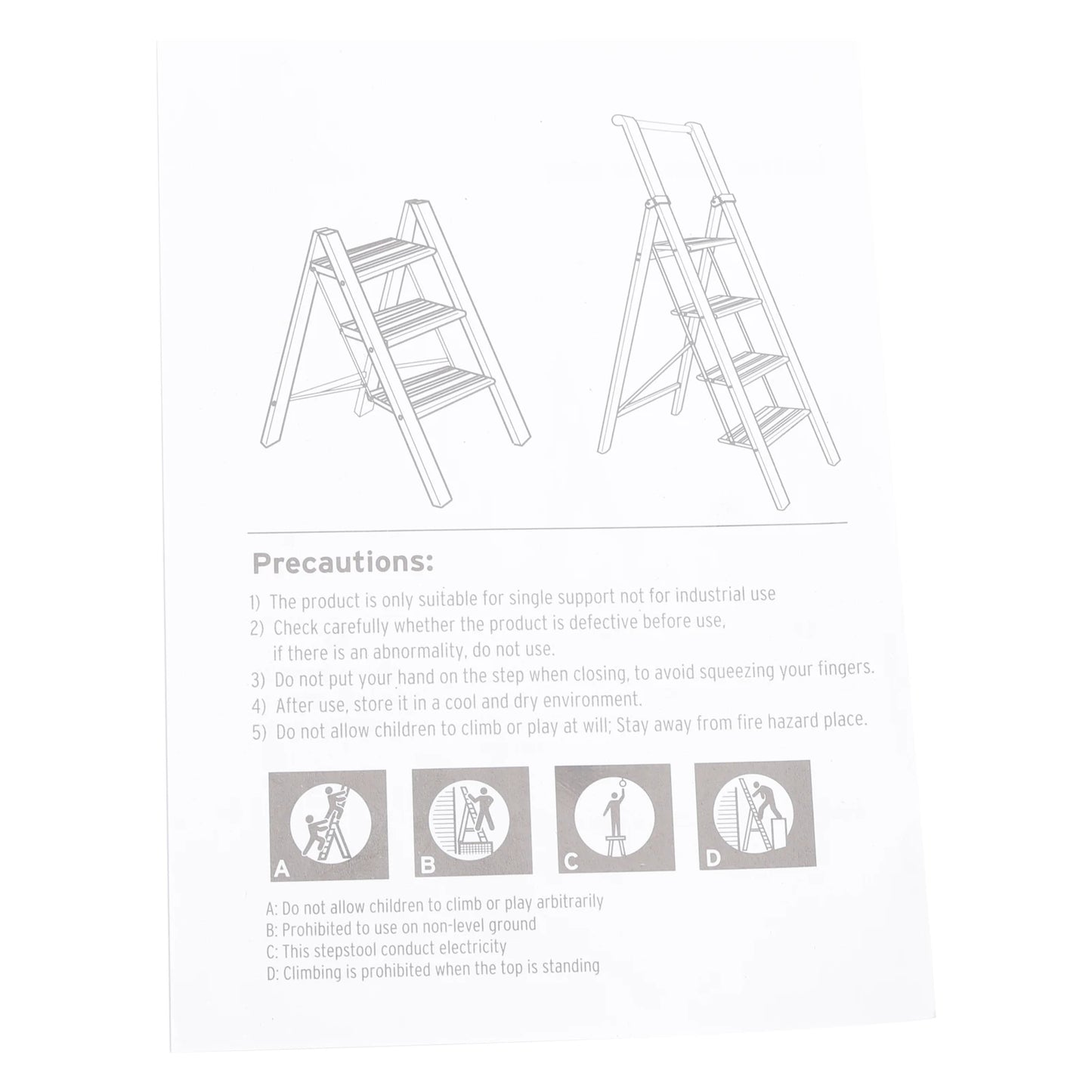 Stepladder, 3 Tiers, Foldable, Aluminum, Lightweight, Ladder, Load Capacity 330.7 lbs (150 kg), Includes Tray,Large Cleaning from PriceLows™