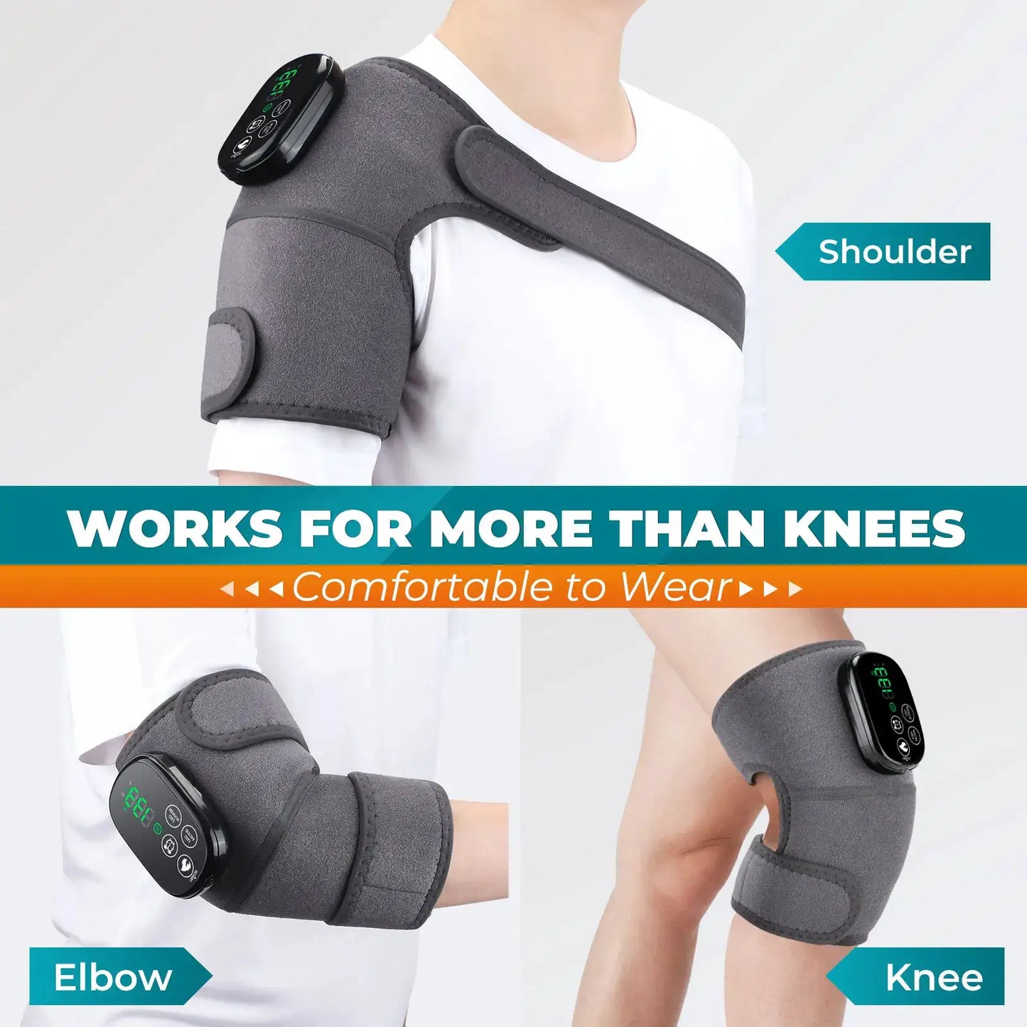 Multi-Function LED Heating Pad | Knee Shoulder Elbow Brace | 660 And 850NM Light | 3 In 1 Thermal Support