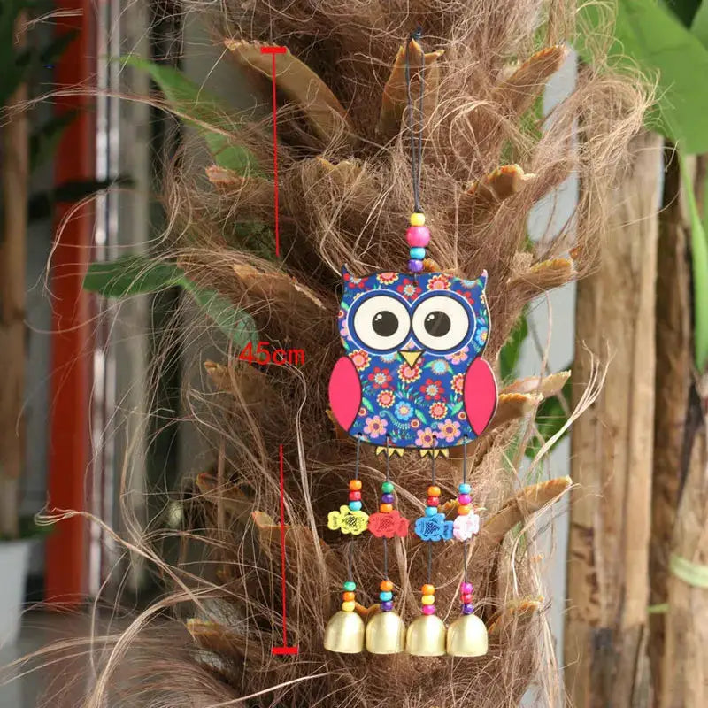 Painted Wooden Wind Chime National Style Peacock And Owl Animal Outdoor Wind Spinner With Bells Home Garden Decoration Ornaments from PriceLows™
