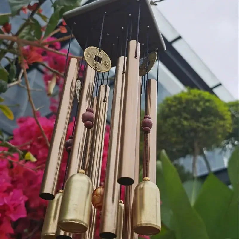 [Copper Wind Chime] Copper Large Wind Chime with Butterfly Design | Aluminum Alloy Tubes for Outdoor Garden Decor, Patio Art, from PriceLows™
