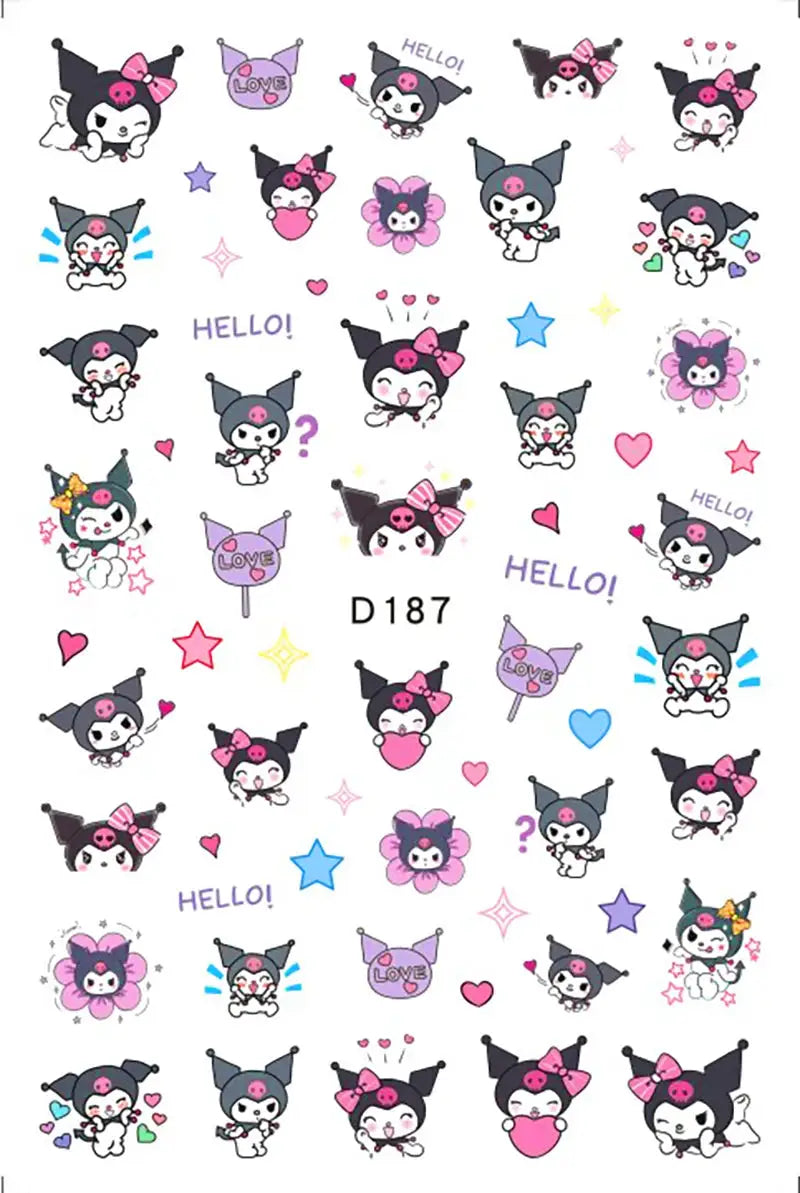 1PCS Cartoon Kawaii Pokémon Nail Stickers 3D Sanrio Hello Kitty Stickers For Nails Nails Accesories Anime Kuromi Nail Supplies from PriceLows™