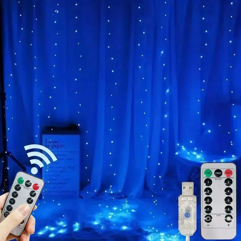 USB Plug Curtain LED String Lights 8 Modes Remote Control Holiday Wedding Fairy Garland Lights For Bedroom Living Room Decor from PriceLows™