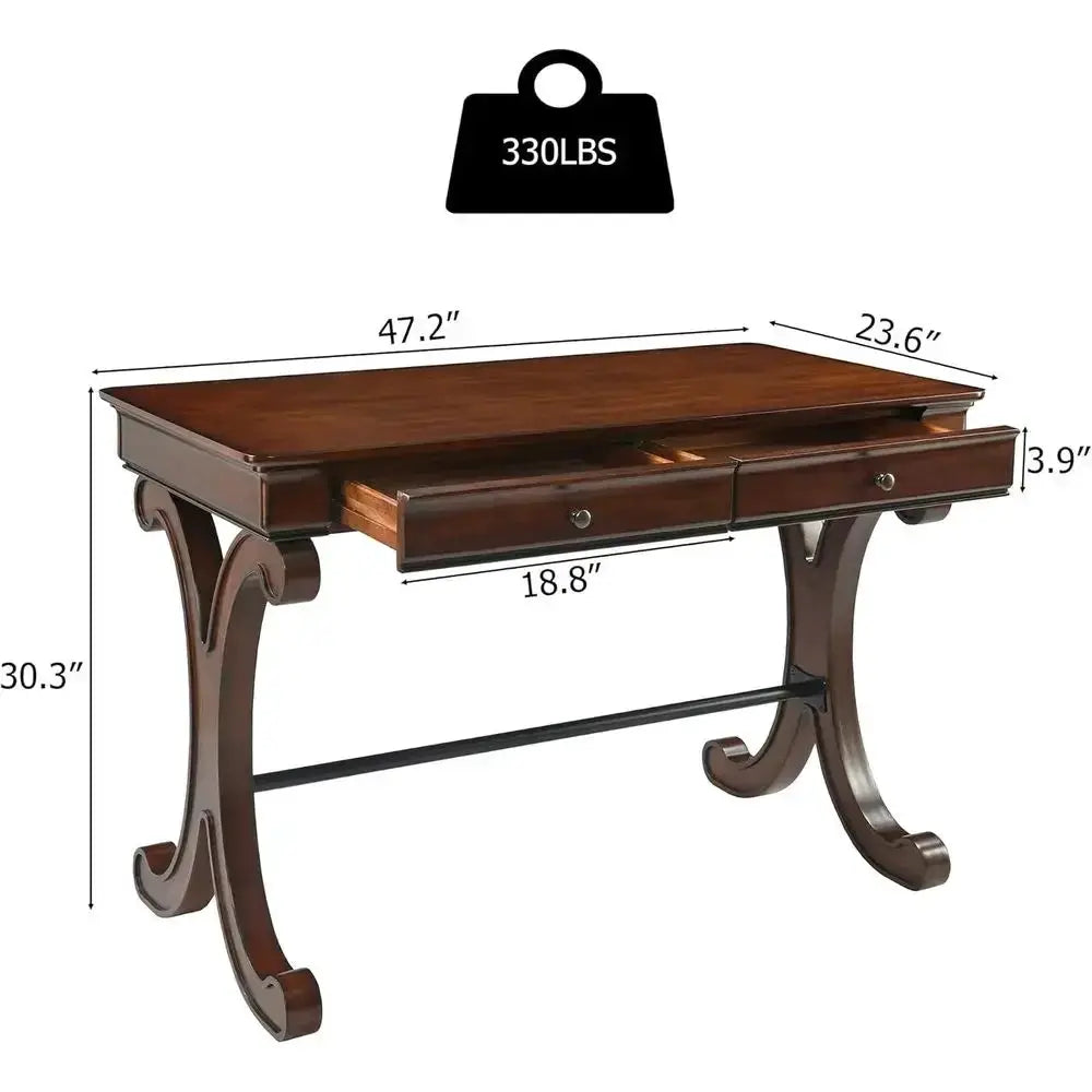 Large Curved Leg Laptop Desk with Storage Drawers, 47.2 Workstation for Home Office or Study, Easy Assembly Vanity Table SSZD003 from PriceLows™