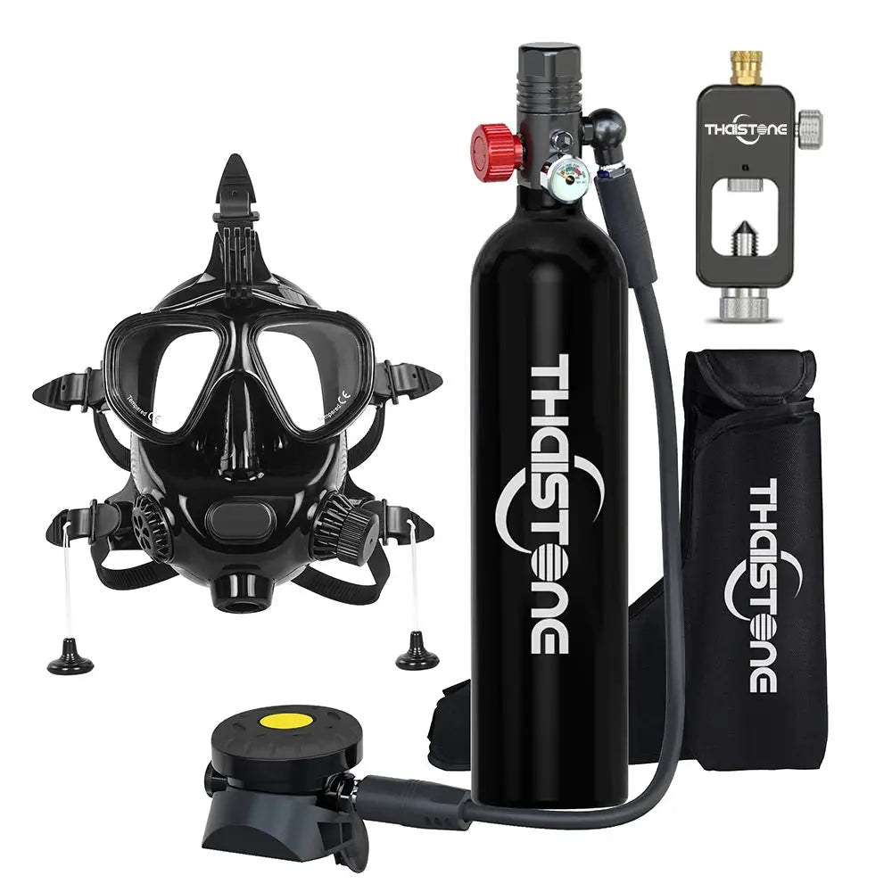 THAISTONE Colorful 1L Scuba Oxygen Tank Set with Full Face Mask, Backup Air Cylinder & Emergency Rescue Pony Bottle，15-25 Min from PriceLows™