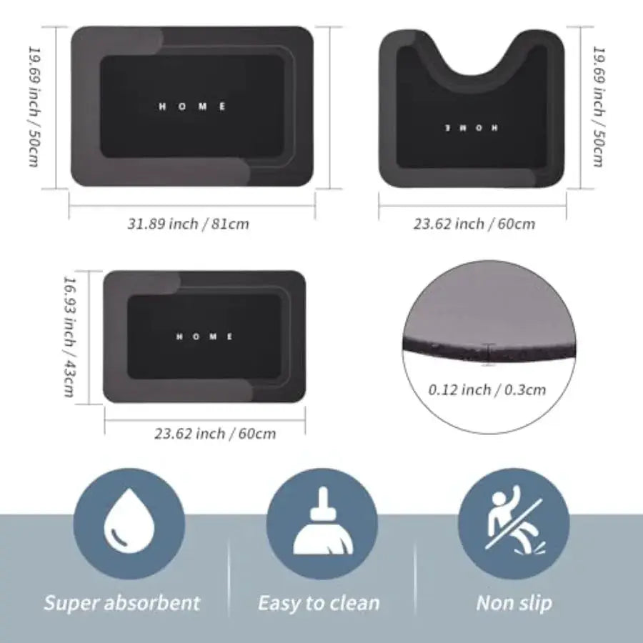 Absorbent Bath Mat Magic Rug Sets Quick Drying Bath Mat Non-Slip Floor Rug Rubber Backed for Bathroom Kitchen Shower Sink 16.9' from PriceLows™