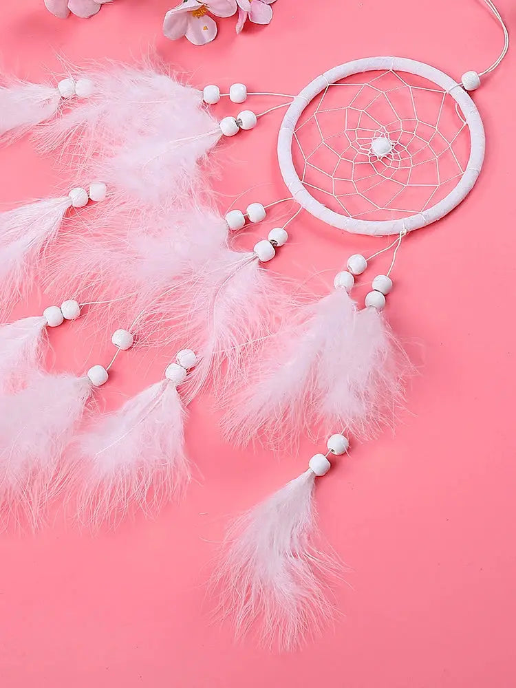 White Dream Catcher Wind Chime Creative Hand-woven Feather Car Pendant Bedroom Garden Outdoor Hanging Ornaments Home Decoration from PriceLows™