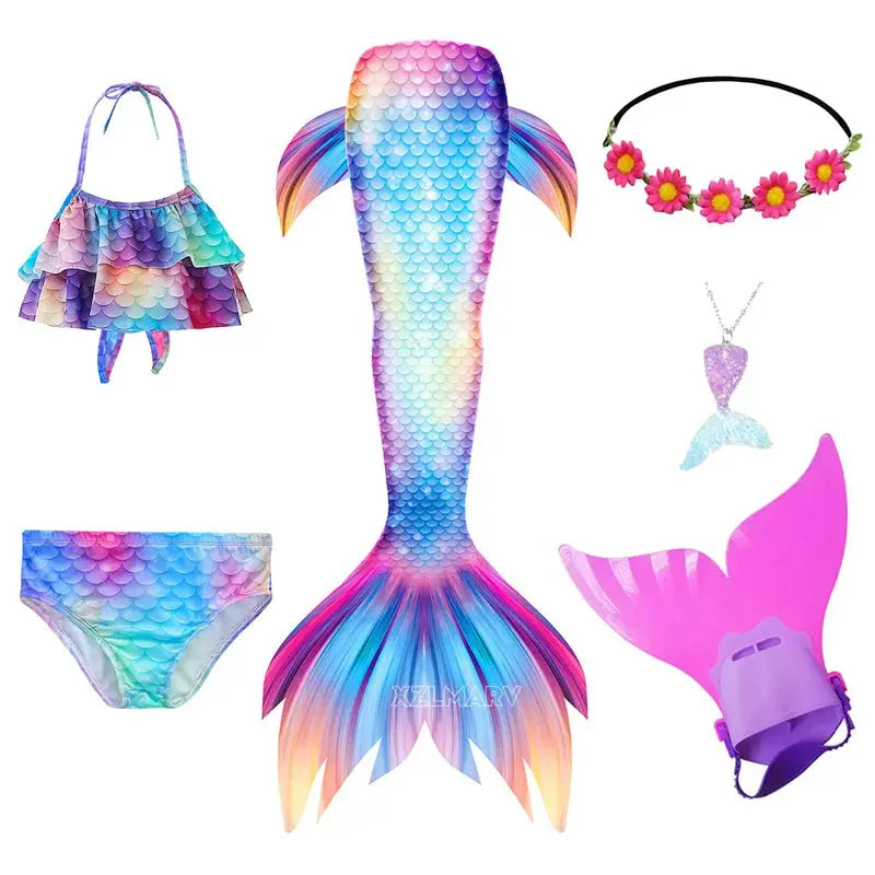 Mermaid Costume for Girl Mermaid Tail for Swimming Can Add Monofin Fin Girls Ariel Mermaid Costumes Cosplay Birthday Gift from PriceLows™