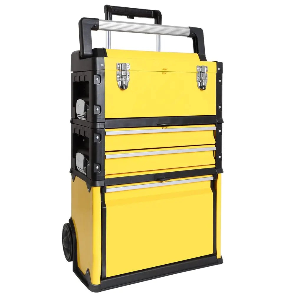 Stackable Portable Metal Tool box Organizer with Wheels and 2 Drawers, Rolling right Trolley Tool Chest for Garage or Worksho from PriceLows™