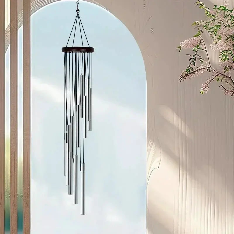 12 Tubes Rotating Solid Wood Aluminum Pipe Wind Chime Waterproof 12 Pipe Classic Matching Music Wind Chime Home Decoration from PriceLows™