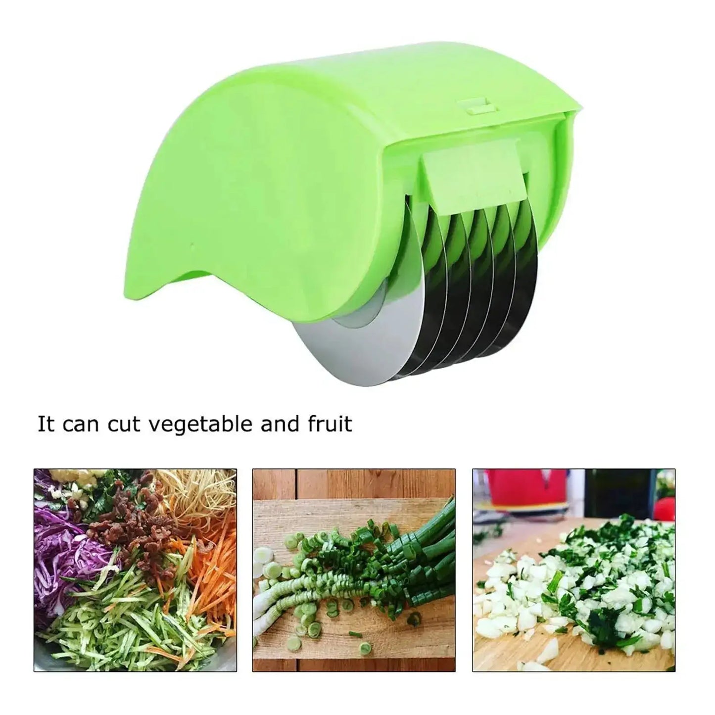 Vegetable Chopper | 6 Stainless Steel Blades | Detachable Herb Roller | One Size