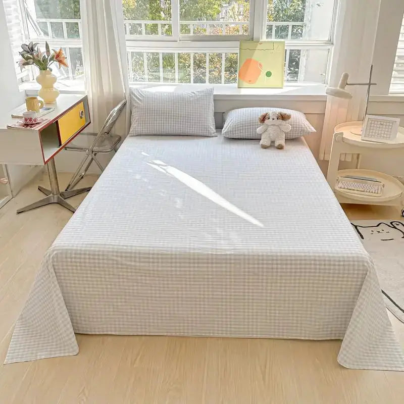 100%Organic Washed Cotton Bed Sheet 3Pcs Basic Percale Weave Soft Breathable Eco-Friendly Kids Adults Flat sheet Pillowcases from PriceLows™