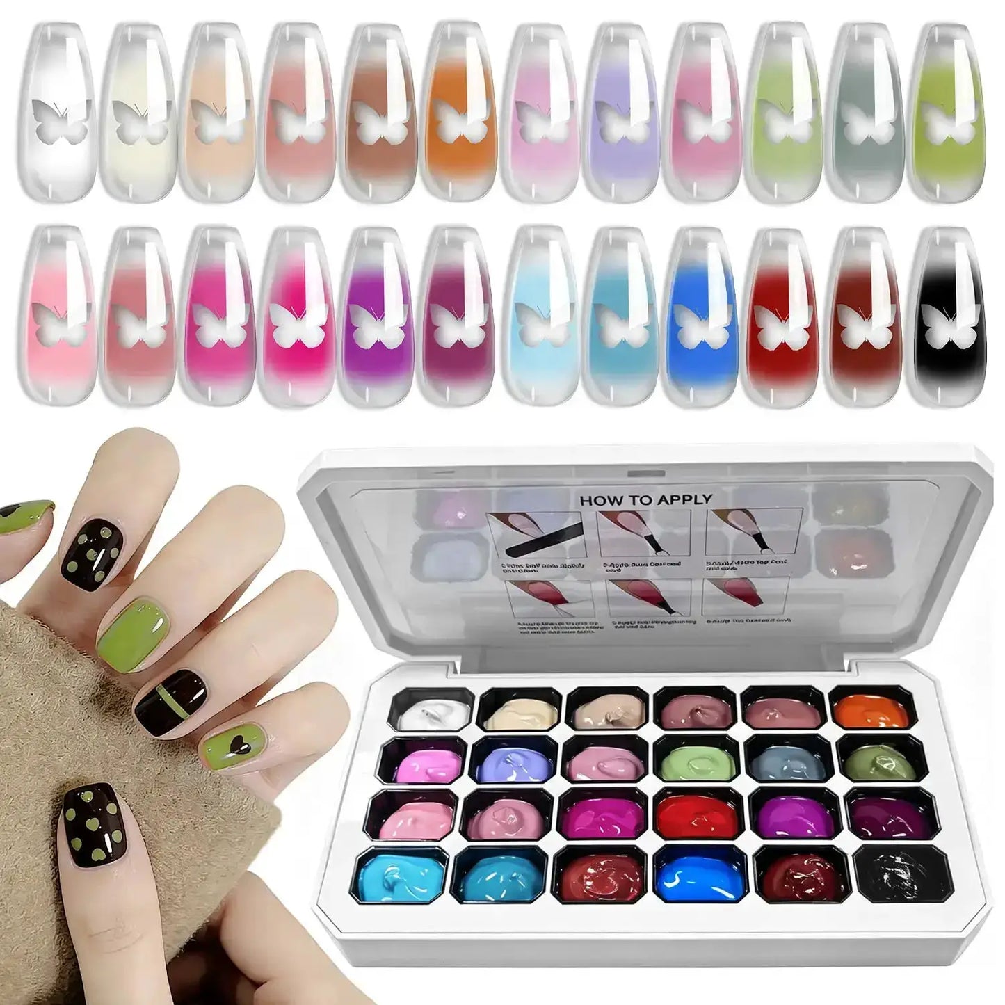 LIMEGIRL 24 Color Gradient Wash-Free Painting Gel Nail Art Design Painting Gel Nail Engraving DIY Soak-Off UV LED Nail Polish from PriceLows™