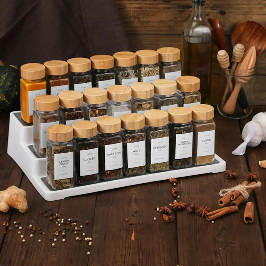 Glass Spice Jars | Bamboo Lids | Clear Glass | 6 12 24 Pcs
