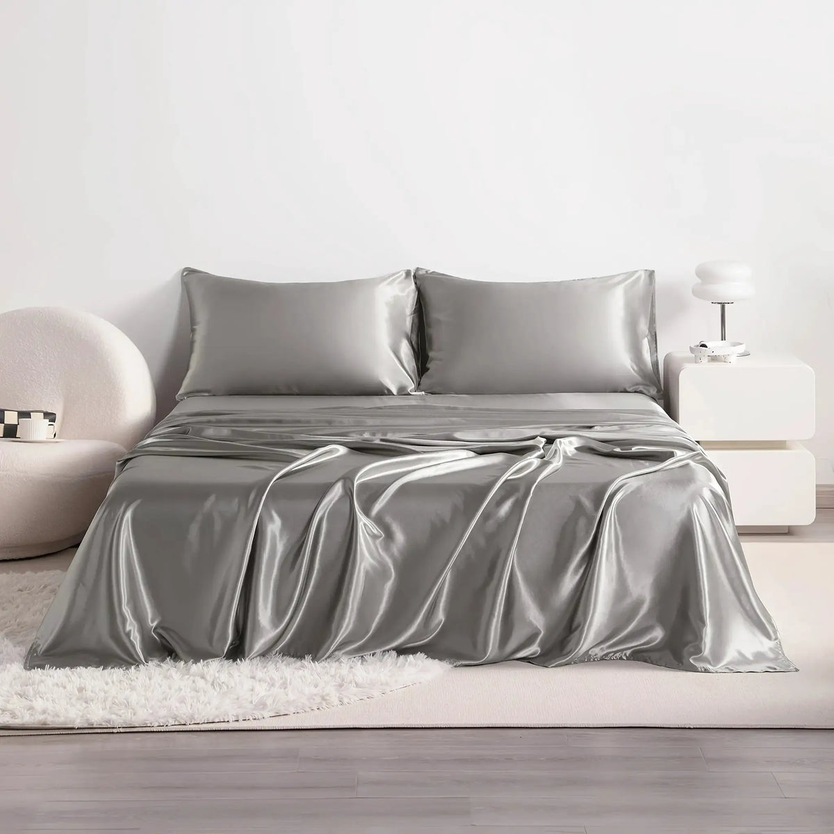 Cooling Satin Bed Sheet Set | 500 Thread Count | Hypoallergenic | 4 Piece Set