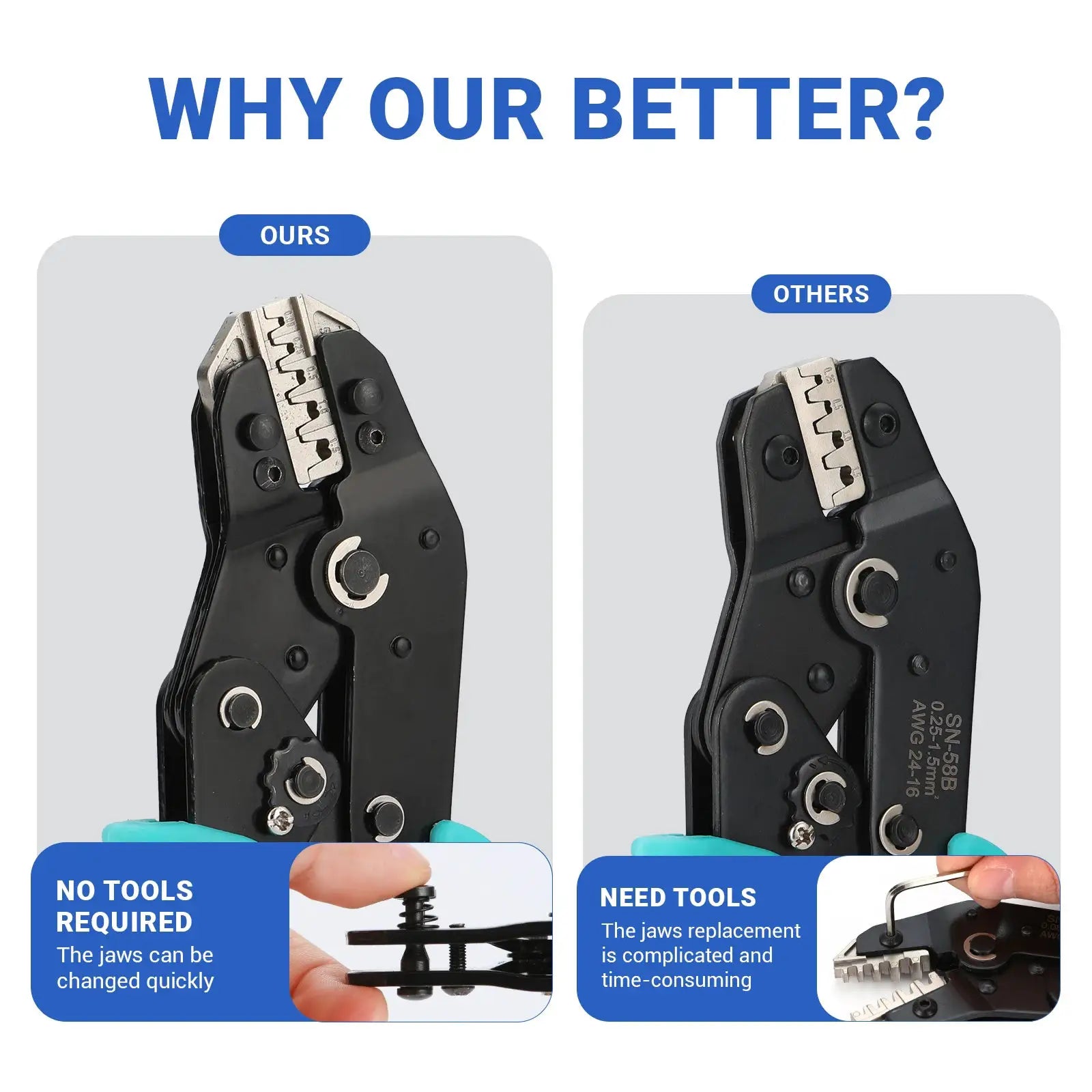 Crimping Tool Set Electrician Tools Quick Change Jaws For Crimp Terminals Dupont JST Non Insulated Open Barrel Ferrule MC4 Solar from PriceLows™