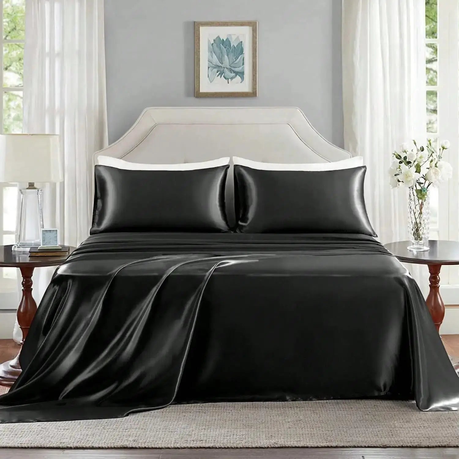 3/4Pcs Sheet Se Silky & Luxury Bed Set, Soft Deep Pocket Sheets Cooling Bed Set, 1 Fitted Sheet,1 Flat Sheet,1/2Pillowcase from PriceLows™